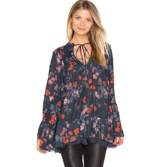 Free People Tops - Free People Pebble Crepe So Fine Smoked Tunic Top
